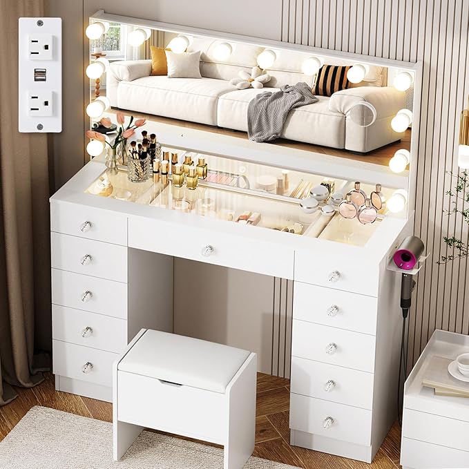 Table de Maquillage avec Miroir & Rangement
