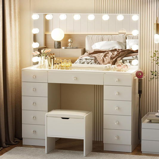 Table de Maquillage avec Miroir & Rangement